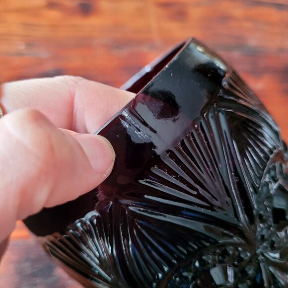 Purple Indiana Style Vintage Glass Vase Bowl - Picture 4 of 6